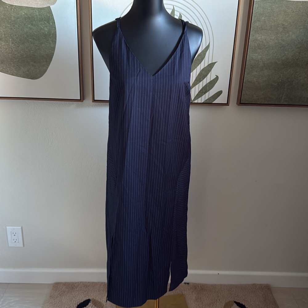3/$10 Bellenista Navy Pinstripe Spaghetti Strap Dress